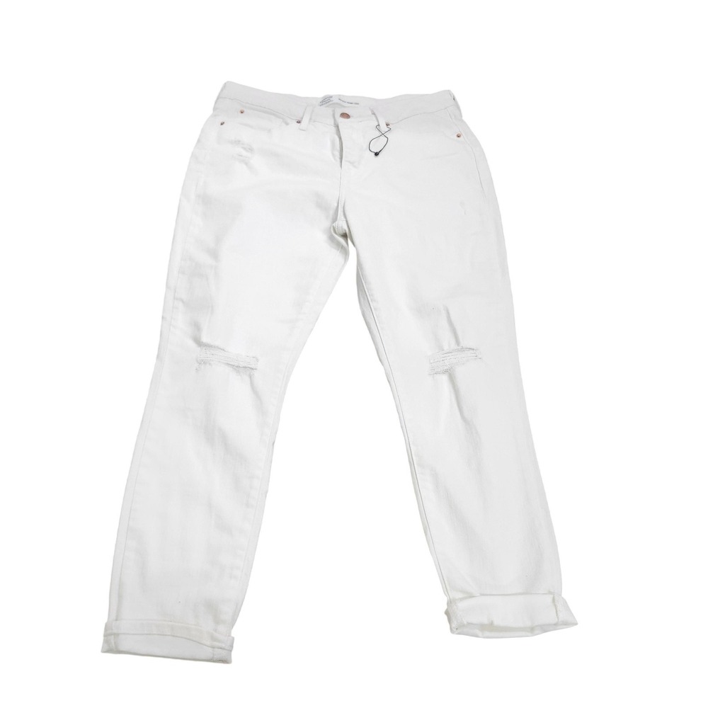 Levis Jeans Womens 18 White Mid Rise Skinny Crop Distressed Cuffed Denim Pants